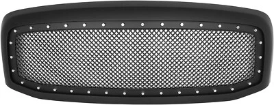For 2006-2009 Dodge RAM Black Front Bumper Upper Grill Grille with Rivet - Image 1 of 4