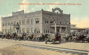 Waterloo Iowa~William Galloway Farm Implement Equipment Offices~Crowd~Cars~1912 - Picture 1 of 2