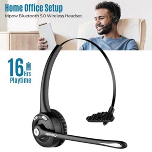 Mpow Noise Canceling Bluetooth Headset Wireless Cell Phone Headphone Microphone - Picture 1 of 11