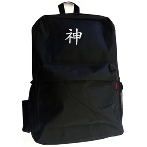 Chinese character letter GOD Shen symbol Black School Backpack Bag - Picture 1 of 3