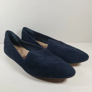 Birdies – Damengröße 11 The Heron marineblaue Samt-Slipper Smoking-Halbschuhe - Bild 1 von 12