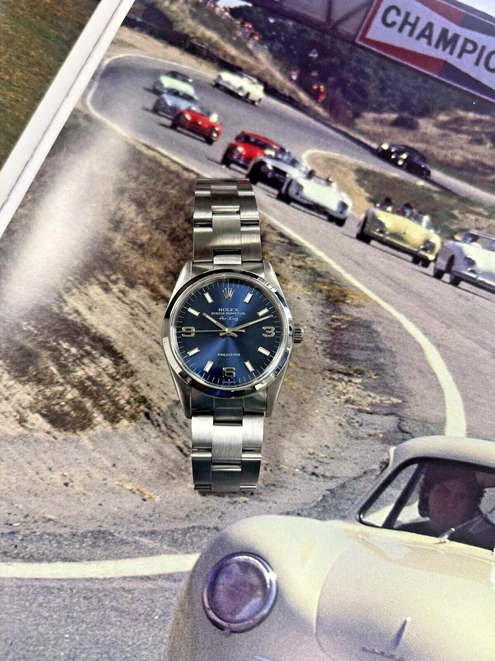 Mens Rolex Oyster Perpetual Air King Precision 14000 Blue Dial Watch Circa 1999 - Image 1 of 4