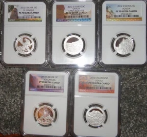 (5) 2012 S Silver Proofs America the Beautiful NGC PF70 UC - Picture 1 of 2