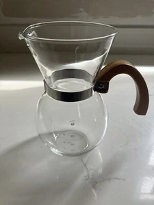 Jarra de café de vidrio para verter 5 tazas mango de bambú sin marca COMO NUEVA EN ESTADO - Imagen 1 de 3