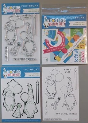 Photo Play  - NORBERT'S BIRTHDAY PARTY.  stamps,  Die & Cardstock Ephemera. NEW - Image 1 of 4