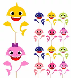 24 Baby Shark Do Do Dibujos Cupcake Toppers Pastel Decoraciones Niños Fiesta Cumpleaños - Imagen 1 de 4