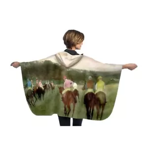 RainCaper "Racehorses at Longchamp" by Edgar Degas Travel Cape New - Picture 1 of 7