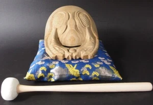 bwd2303 JAPANESE BUDDHIST MOKUGYO WOODEN FISH DRUM 5.4 inch / 13.8 cm WIDTH Vtg - Picture 1 of 17