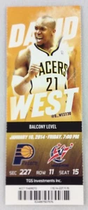 NBA 2014 01/10 Washington Wizards at Indiana Pacers Ticket-David West - Picture 1 of 1