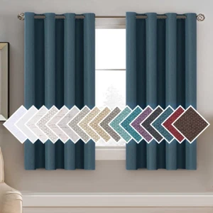 Linen Blackout Curtain 54 Inches Long for Bedroom/Living Room Thermal Insulated - Picture 1 of 13