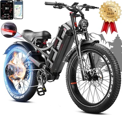 Bicicleta eléctrica eAhora Romeo Pro 1600W Peak Motor, 48V 60Ah 34Mph Velocidad Neumático Graso Largo Alcance Foto 1 de 4