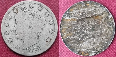 1890 Liberty Head Nickel 5c Circulated RARE ERROR Split Planchet #53130 Cover