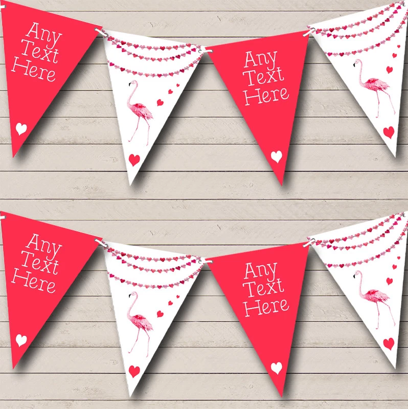 Banner de fiesta Bunting rosa flamenco personalizado Baby Shower Foto 1 de 1