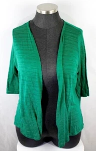 Catherines offene Strickjacke Übergröße 2X 22/24 grün Schatten Streifen 3/4 Arm - Bild 1 von 10