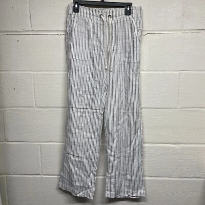 Pantalones de lino sueltos Athleta espiga blancos a rayas talla 4 medidas 31x33 Foto 1 de 4