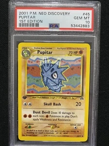 Pokemon Neo Discovery 2001 primera edición pupitar 45/75 PSA 10 gemas como nuevo - Imagen 1 de 1