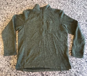 WOOLRICH 1/4 Zip Knit Fleece Polyester Pullover Sweater Men's Size Large Green - Picture 1 of 8