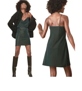 ⭐$99 Womens slip Party Dress Sz S Petite Banana Republic cowl neck velvet green - Picture 1 of 8
