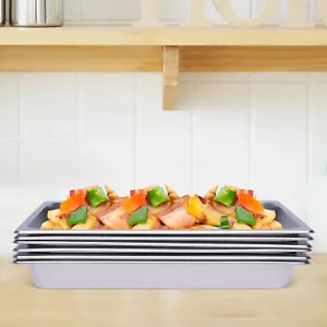 6pcs Steam Table Pans Stainless Steel Home Canteens BBQ Food Prep Grill Plate - Picture 1 of 22