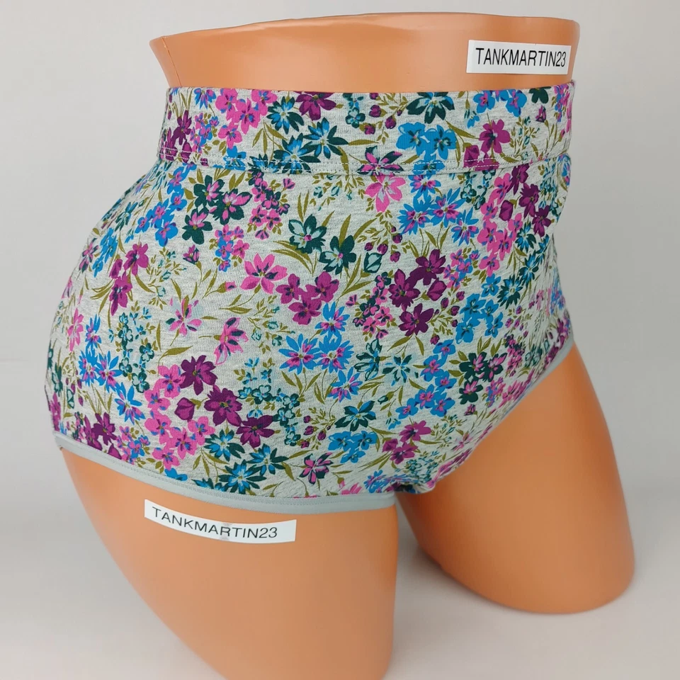 LANE BRYANT CACIQUE PLUS CALZONCILLO COMPLETO ALGODÓN 22/24 PANTY GRIS AZUL ROSA FLORES Foto 1 de 4