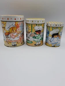 Vintage Metal Tin House of Lloyd Nesting Tins, Lot Of 3 1985 Baking Kids - Picture 1 of 10