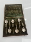 STUNNING ANTIQUE ARTS & CRAFTS SET OF 6x SILVER TEA SPOONS - IN FITTED CASE