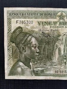 BELGIAN CONGO 20 FRANCS 1953 P26 - Picture 1 of 11