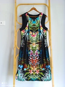New ROCKMANS Tropical Floral Jersey dress Sz M 12 - Picture 1 of 4