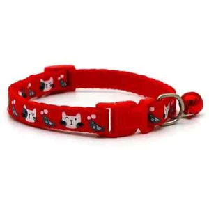 Pet Collar Safety Adjustable Cat Dog Bell Cat Face Fish Red 7.48-12.60 in - Picture 1 of 2