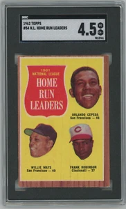 Mays, Robinson, Cepeda - 1962 Topps NL Hme Run Leaders #54 - SGC 4.5 MLB HOF - Picture 1 of 2