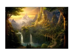 Home Art Wall Decor Psychedelic Castle Oil Painting Picture Printed On Canvas - Picture 1 of 10