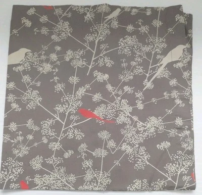 Crate & Barrel Brown Ecru Bird Red Leaf Tree Cotton Napkins (8) - Image 1 of 4