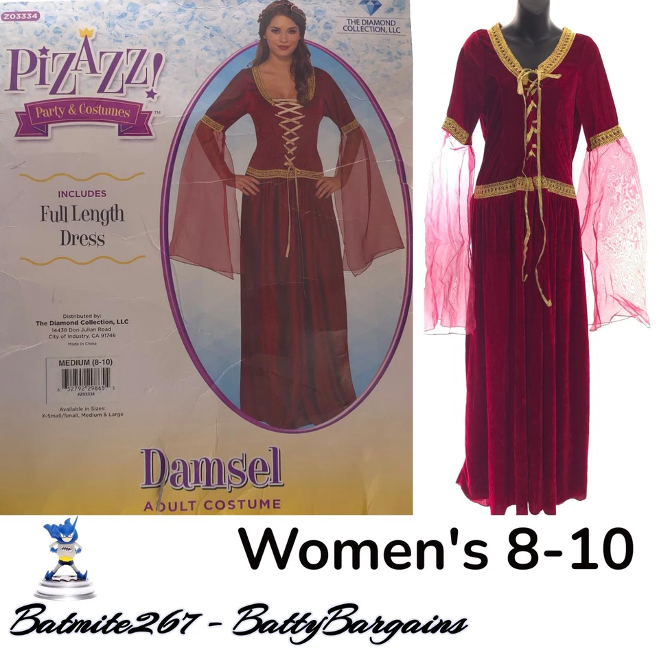 Medieval Renaissance Damsel Women's M Dress Pizazz Costume Burgundy Medium - Image 1 of 4