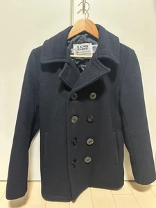 Schott U.S.740N Pea Coat Jacket Men's Wool Made in USA Black Size 34 Used Jp - Picture 1 of 6