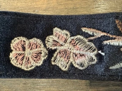 Women's Velvet Black Belt Size XL 38-42Floral Embossed Embroidery Silver Buckle - Image 1 of 4