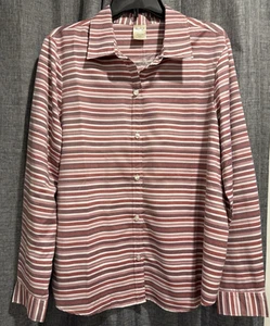BLAIR Fiesta Stripe Long Sleeve Button Up NWOT Multicolor Collared Size Large L - Picture 1 of 7