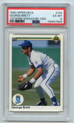 Tarjeta de error 1990 Upper Deck George Brett #124: 133 funciona contra 1300 Royals PSA Foto 1 de 2