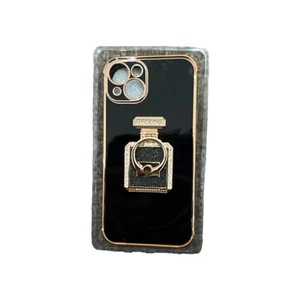 Black iPhone 13 Case Electroplated Phone Case with Ring Stand New - Picture 1 of 8
