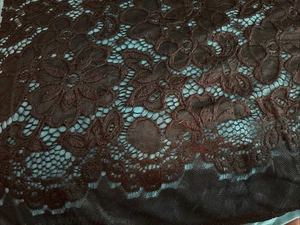 Tessuto Pizzo Nero Floreale 62”x40” Verticale Elasticizzato Nuovo - Foto 1 di 3