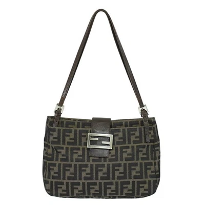FENDI Zucca 帆布 26728 单肩包 棕色 银色 — 第 1/4 张图片