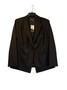 NUEVO Blazer Chaqueta Cápsula Armario Lafayette 148 Plus Talla 18 Negro Lana Elástica - Imagen 1 de 12