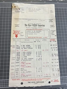 VINTAGE DOCUMENT RECEIPT MYER EMPORIUM BOURKE ST MELBOURNE  VICTORIA  1960s - Picture 1 of 4