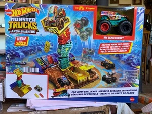 NEW Hot Wheels Monster Trucks Arena Smashers Demo Derby Car Jump Challenge - Picture 1 of 13
