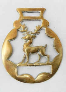 Brass Horse Brass Stag Hart Openwork Harness Ornament Oval Frame - Picture 1 of 2
