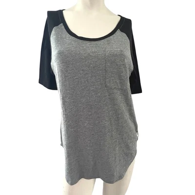 The North Face Mujer Raglán Camiseta Bolsillo Camiseta Informal Top Negro Gris M Foto 1 de 4