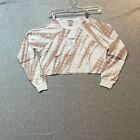 Forever 21 Womens Rose White Tie Dye Crew Neck Long Sleeves Cropped Top Size Xs
