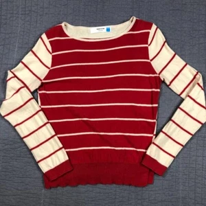 Anthropologie Sparrow Sweater Women Large Red Cream Stripe Double Spaced - Picture 1 of 24
