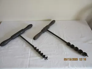 Antique T Handle Hand Drill Wood Augers - Picture 1 of 7