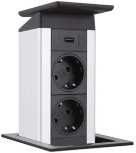 EVOline Port Push CUISINE 2-Fach Steckdose + 1 USB A Charger Edelstahloptik - Bild 1 von 6