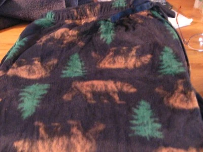 MENS PAJAMAS SIZE XLARGE SLEEP PANTS MICROFLEECE NAVY BEAR 100%POLYESTER RT$32. - Image 1 of 4